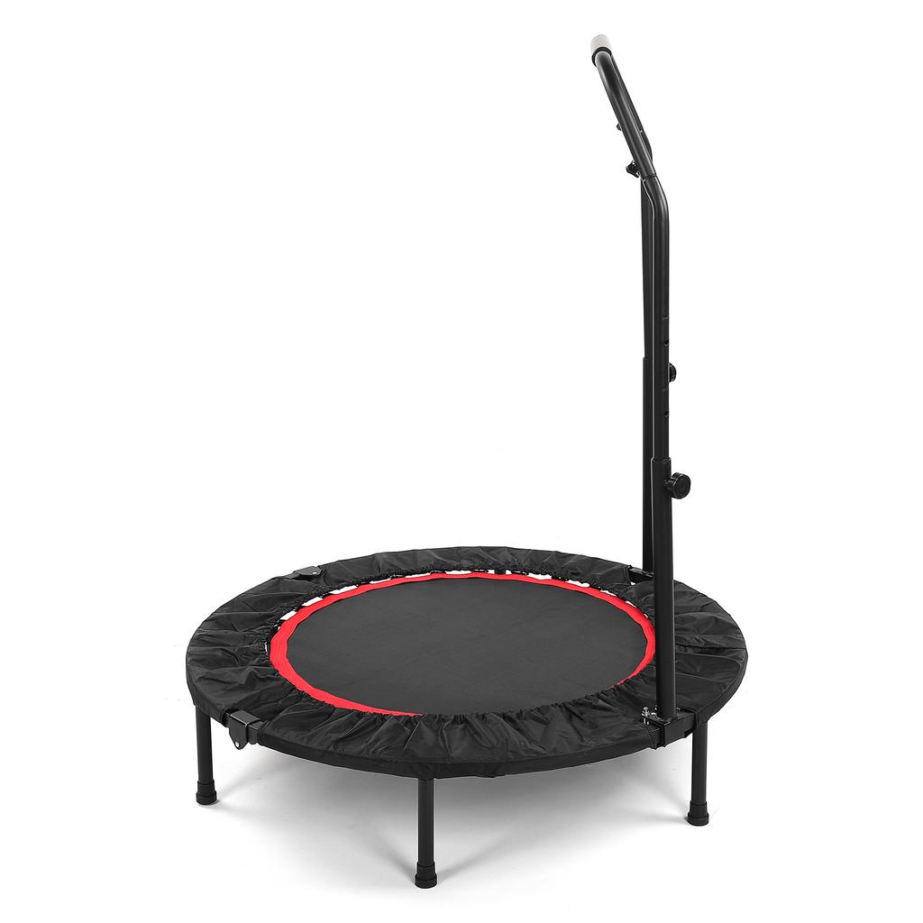 Foldable Trampoline with Adjustable Handle 3 Height Levels for Kids Adults Fitness Indoors Outdoors Black Red 40inch