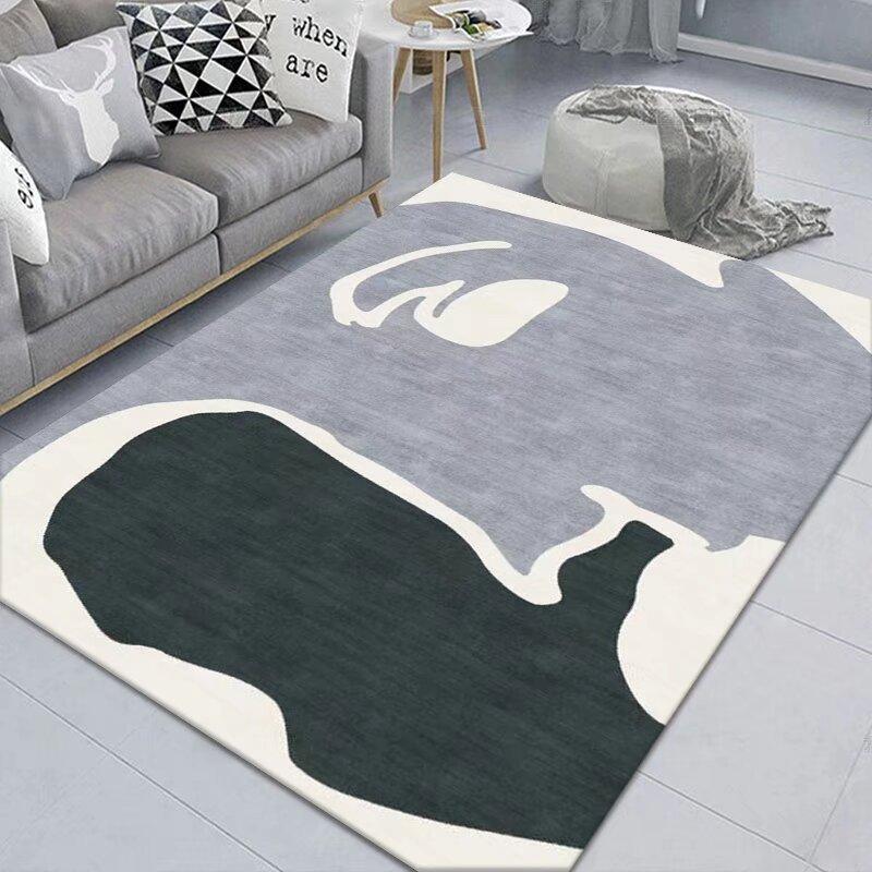 Simple Abstract Carpet, Living Room Sand Room Bedroom Dirt-Resistant Carpet, Large Area Crystal Velvet Floor Mat