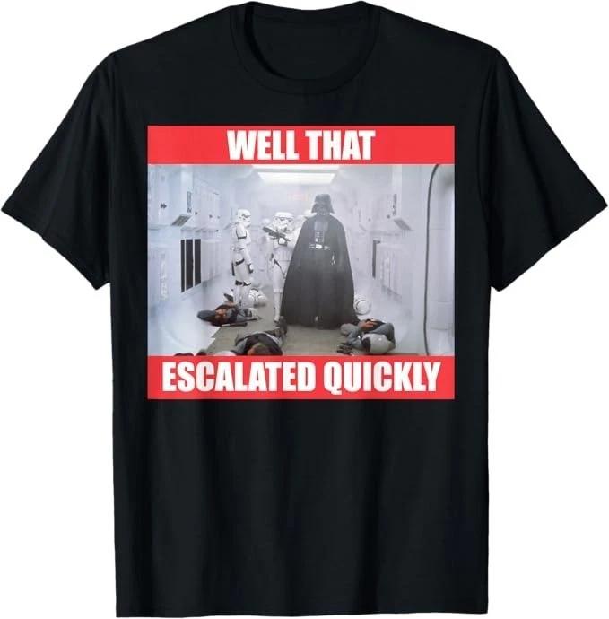 Unisex Adult Funny Graphic Fny Darth Vader Well That Escalated Quic... S