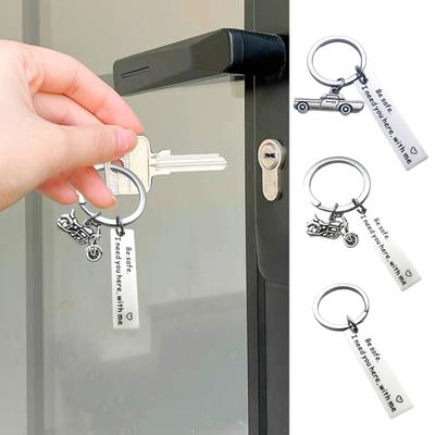 Přívěsek na klíče s personalizovaným gravírovaným iniciálem, hladký povrch, nerezová ocel, Drive Safe, Miluji tě