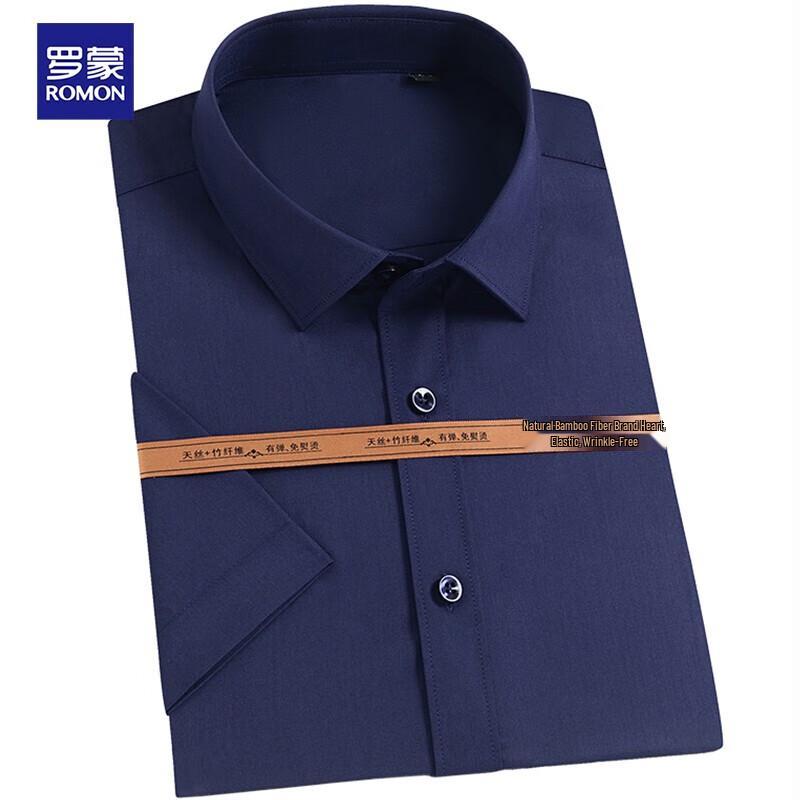 Luo Meng Men's Business Casual Short Sleeve Shirt