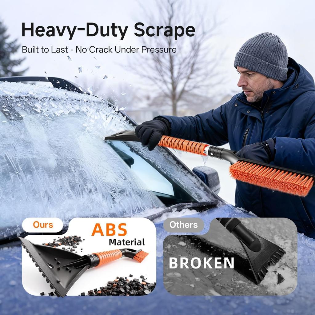27'' Snow Brush And Ice Scrapers For Car Windshield [One-Wipe Clean] Detachable Snow Brush For Car With Ergonomic Foam Grip For Cars, Trucks, SUVs