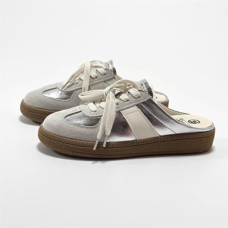 Fashion bag head half slippers women's spring and autumn wear one pedal lazy little white casual moral training shoes flat sandals