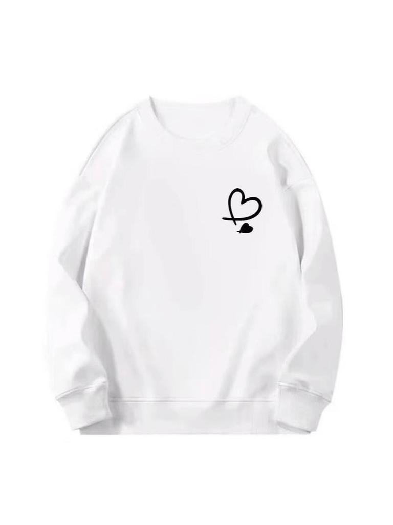 2025 New Couple's American Style Round Neck Loose Print Hoodie with Plus Velvet for Autumn/Winter