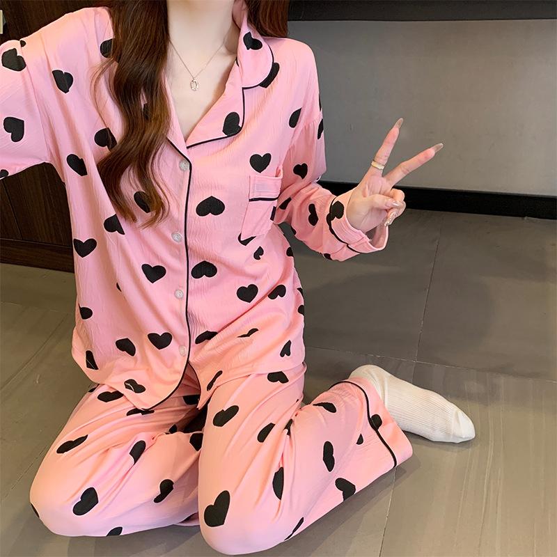 High-End Love Pink Pajamas Women'S Spring And Autumn New Long-Sleeved Loose Suit Loungewear