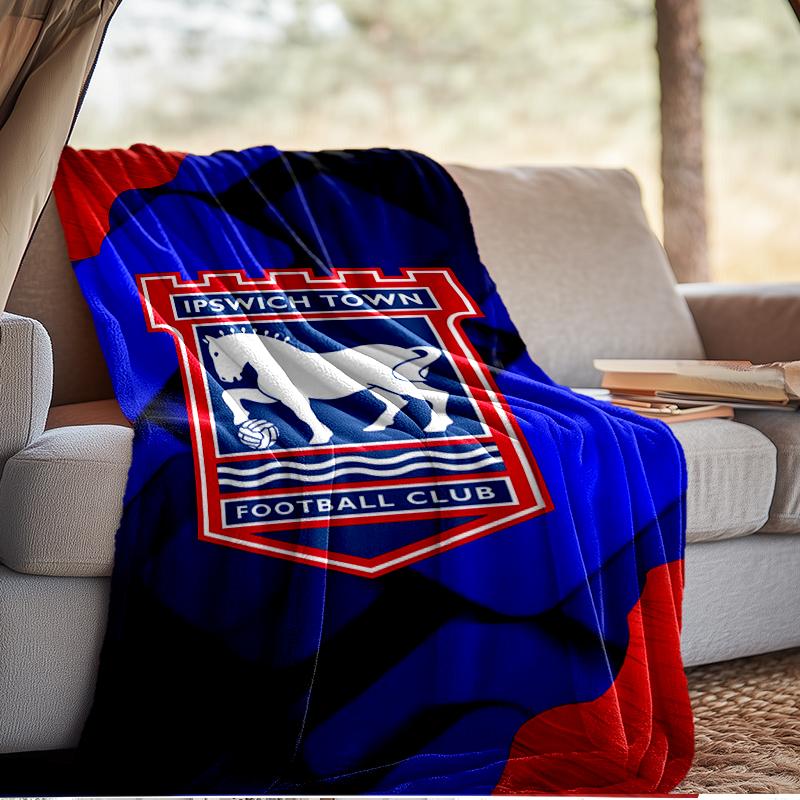 FC Ipswich Crest Blanket Lightweight Ideal Bedding Blanket Perfect for Travel, Camping, Living Rooms, Offices, Sofas, Fan Christmas Gift