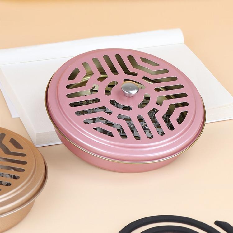 Metal Mosquito Coil Holder Tray with Cover for Fishing Camping Anti Deformed