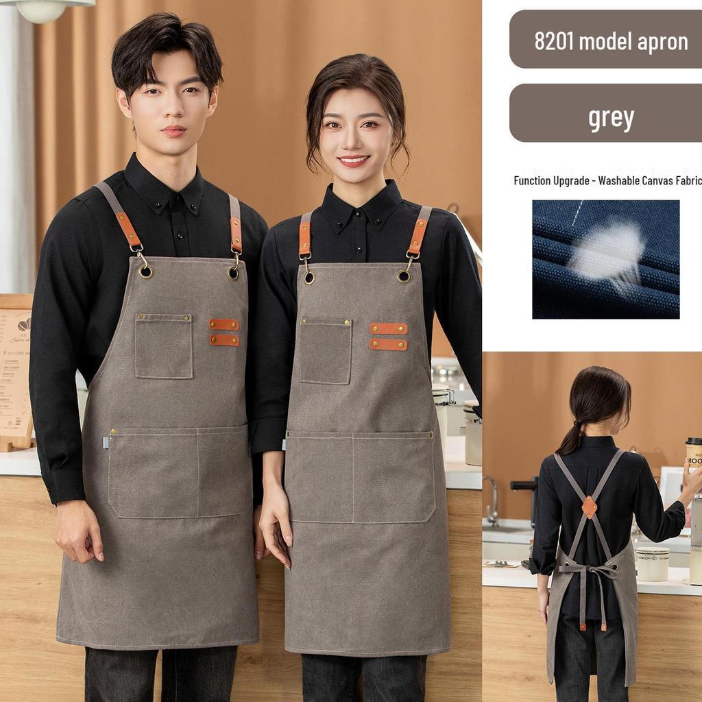 Custom Logo Denim Apron for Coffee Shops & Nail Salons - Thick Canvas Workwear