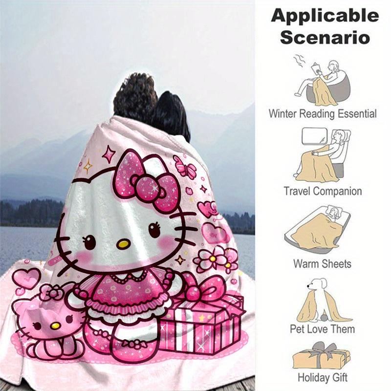 1pc. Hello Kitty Pink Gift Blanket - Cute Home Office Outdoor Throw Blanket, Perfect Birthday Pres