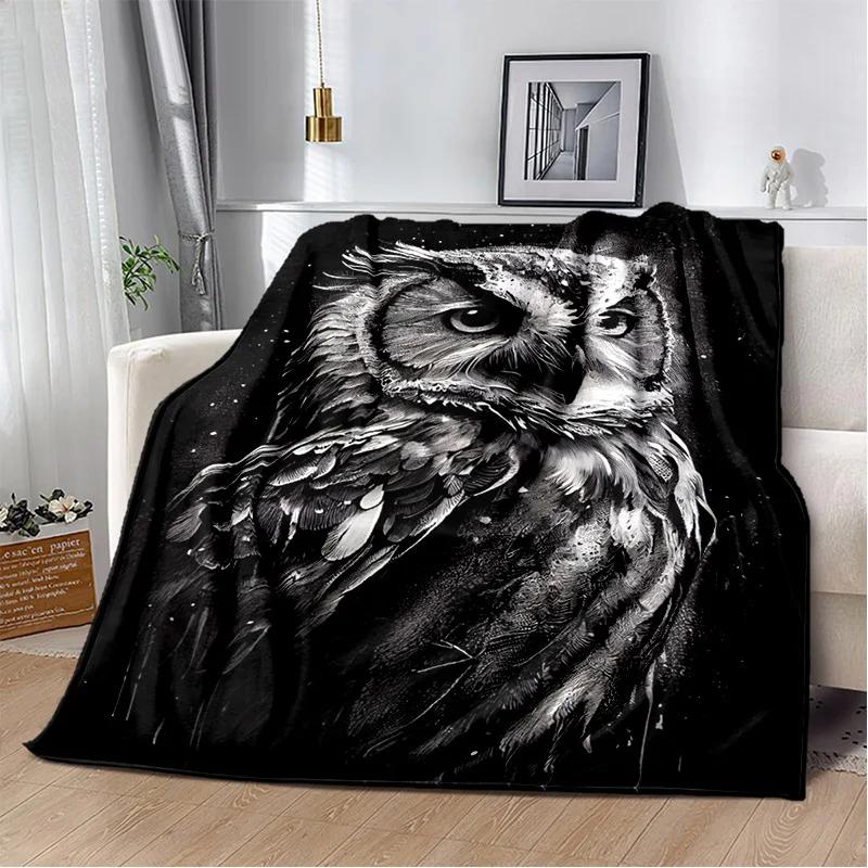 HD Colourful Cute Owl Cartoon Blanket,Soft Throw Blanket for Home Bedroom Bed Sofa Picnic Travel Office Rest Cover Blanket Kids