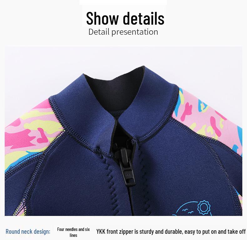 2.5mm Kids' Long Sleeve Two-Piece Diving & Surfing Wetsuit for Boys and Girls - Cold Protection & Jellyfish Shield