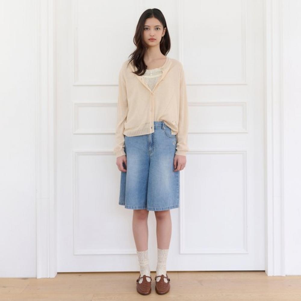 

Thursday Island Women Flower Embroidery Round Neck Cardigan T264mcd238w Light beige (BE)/S