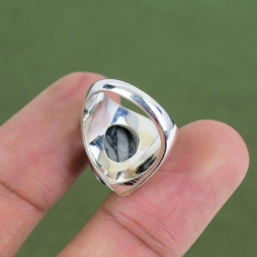 Pinolith-Jaspis-Ring 925er Sterlingsilberring Stilvoller Edelsteinring Antiker Ring Handgefertigter Silberschmuck Geschenk für Ihn In Ringgröße erhältlich
