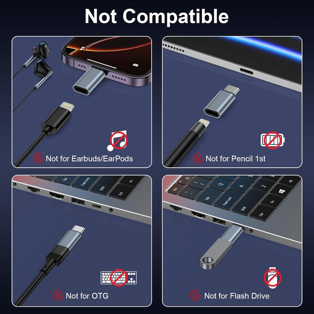 3 Pack Lightening Female To USB C Male Adapter Compatible for iPhone 17/17 Air/17 Pro Max/16E/16/16 Plus/15,Type C Charger Converter Connector Cable