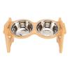Raised Dog Bowls Stand 15 Degree Tilted Anti Slip Adjustable Dog Dish with 2 Stainless Steel Bowls F