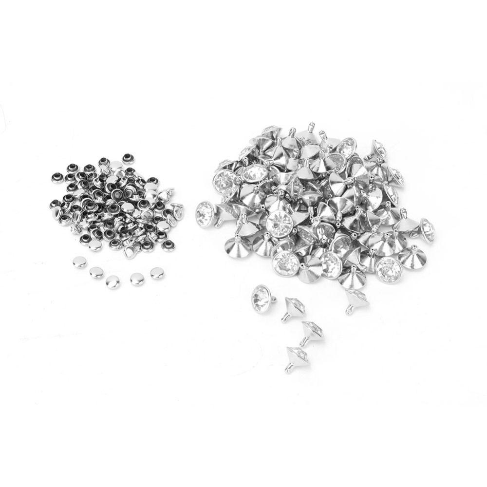 100pcs 12mm Size Decorative Rivet Studs White Crystal Bag Decoration Crystal Rivet Studs Leather Craft Studs For DIY Projects