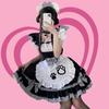 Ligwon Dienstmädchenkostüm mit Reifrock und Übergrößen, Dienstmädchen-Café, Schulfoto, Weihnachten, Kniestrümpfe, S-5XL, Lolita, Katze, Sexy, Damen, Herren, Größen,
