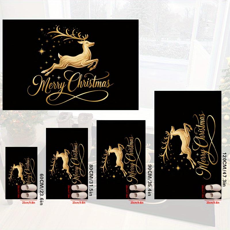 1Pcs Anti Fatigue Door Rugs, Golden Reindeer Stars Print Waterproof Non-Slip Thick Cushioned Door Mat Heavy Duty Comfort Standing Mat for Door