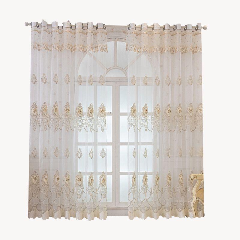 Boho Embroidered Gauze Curtains Jacquard Curtain Set with Grommet Top,Decorative Sheer Curtains for Bedroom and Various Room