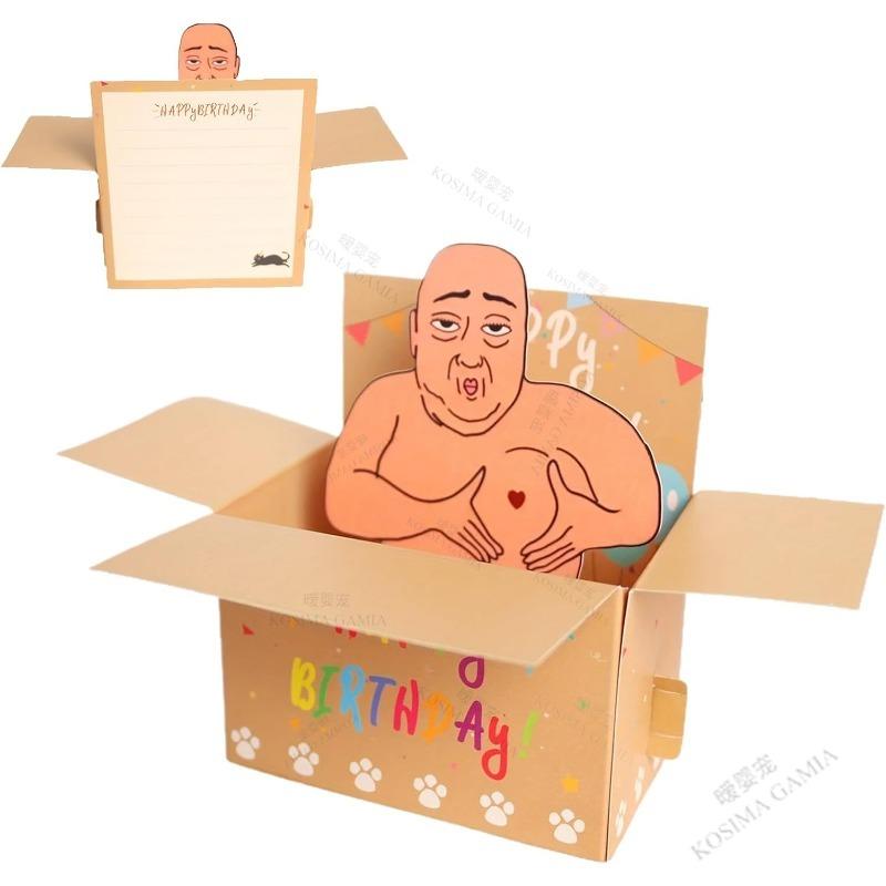 Humorous 3D Card Hilarious Happy Birthday Pop-Up Card Character Design with Heart Balloons Confetti Whimsical Card Birthday Gift