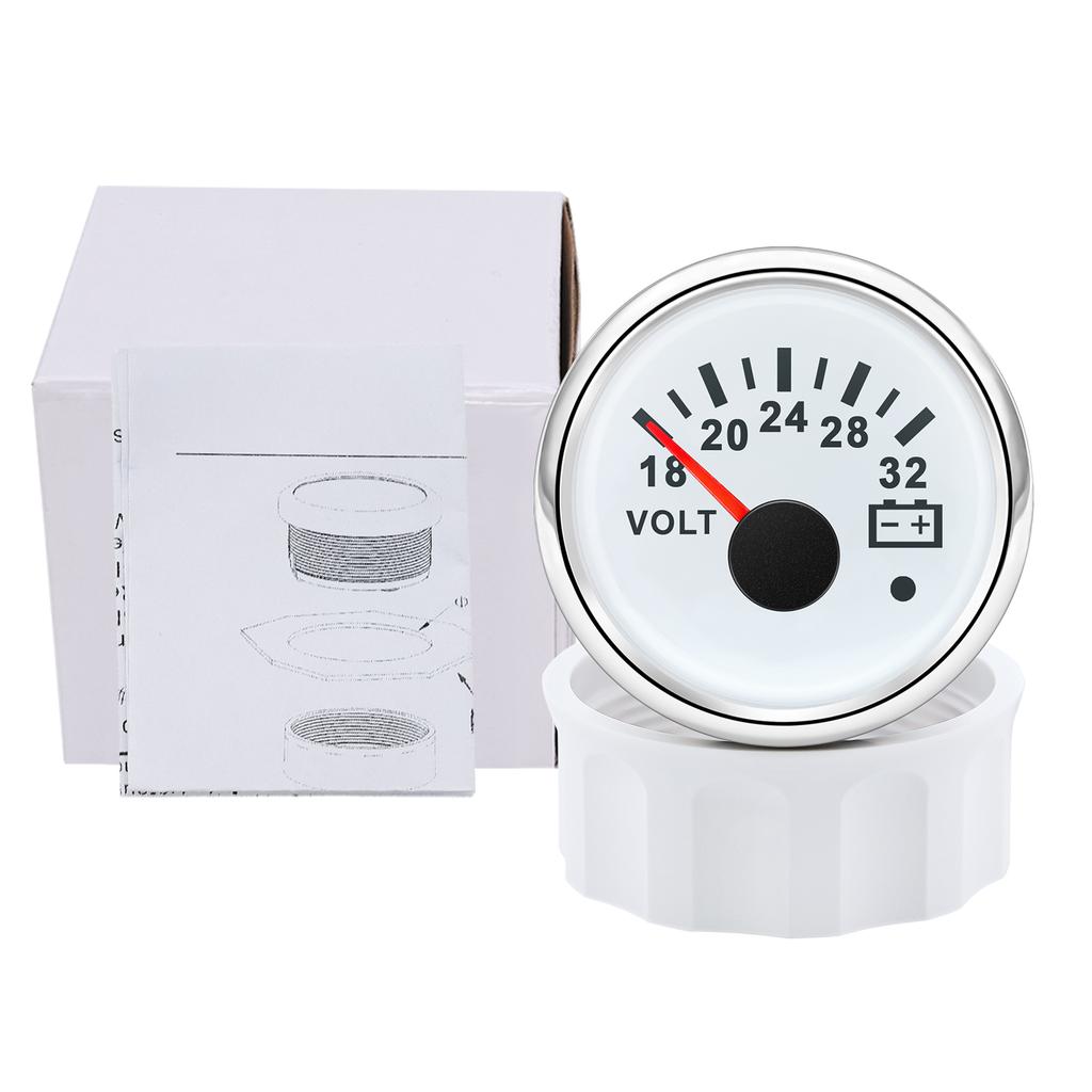 52mm Voltmeter 8-16V 18-32V Voltage Gauge With Alarm Light For Car Marine Boat 7 Color Backlight Volts Meter Waterproof Gauge