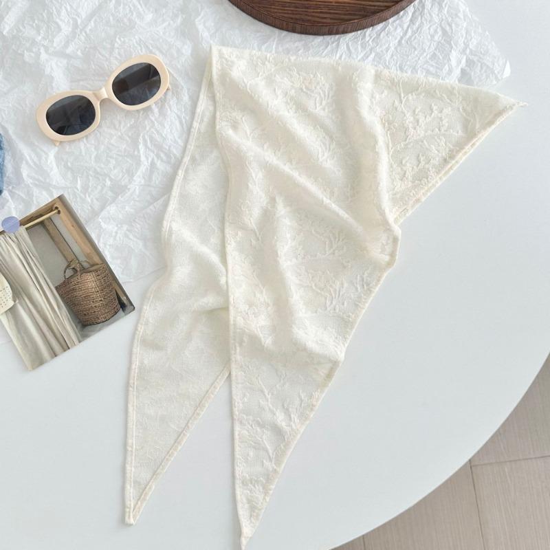 Silk scarf new double-sided pattern texture cotton and linen neck protection small scarf headband headband triangular scarf waist tie