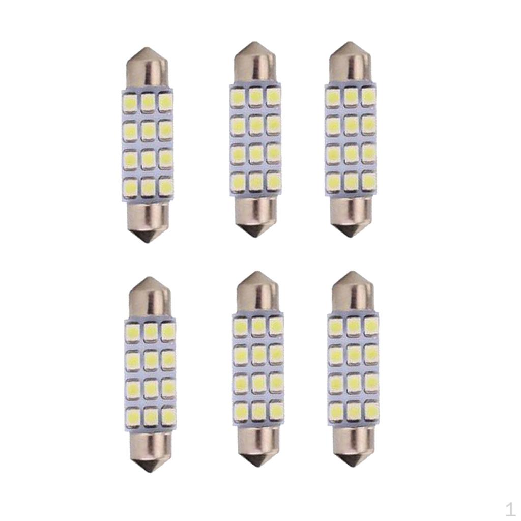 

6 шт. 6000K белые 42 мм 12SMD 3528 фестон автомобильные светодиодные купольные лампы
