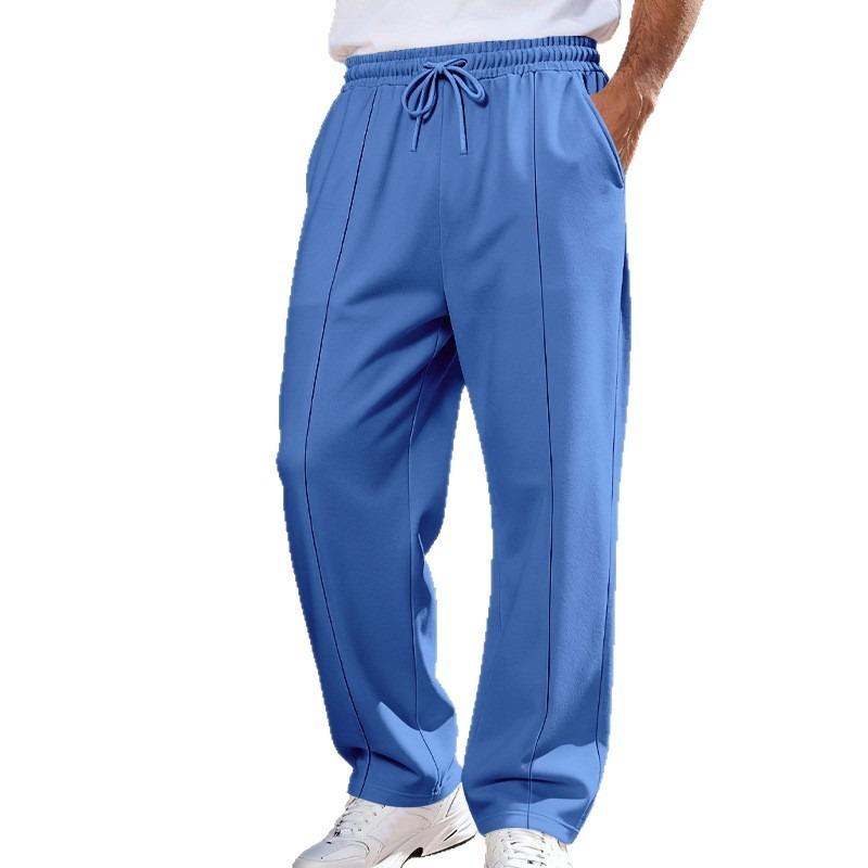 Men's Casual Minimalist Loose Fit Straight Solid logo Joggers Solid Color Long Pants Casual Pants