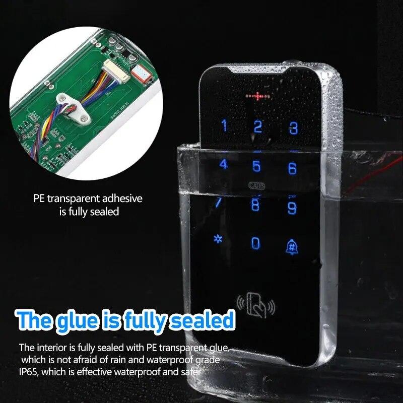 IP68 Fully Waterproof RFID Access Control Keypad Metal Shell 125KHz Card Reader Metal Touch Controller Wiegand26/34 Doorbell