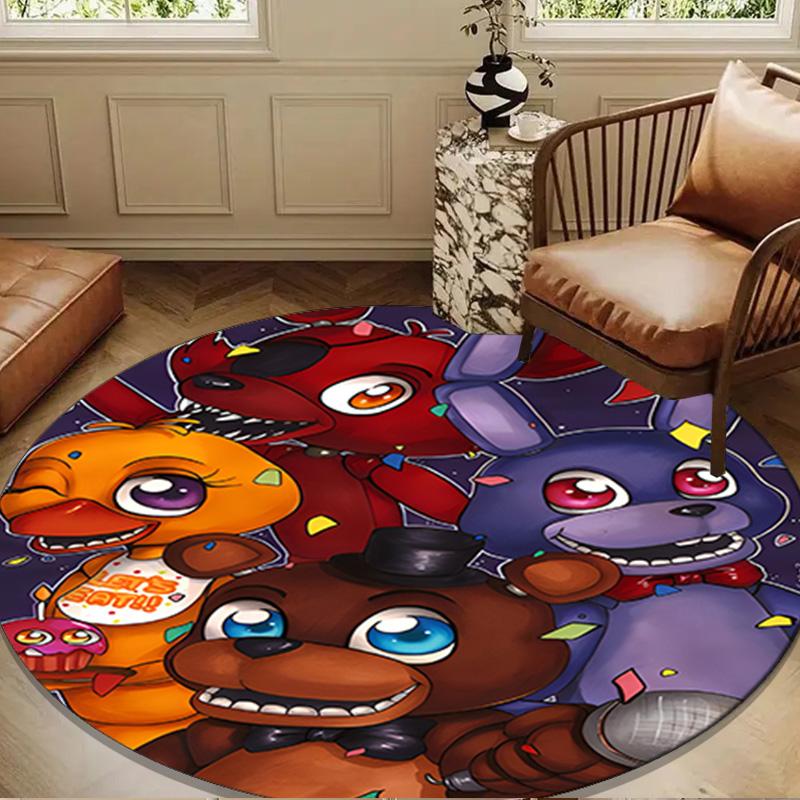 Fnaf Character Collage Round Rug for Livingroom,Bedroom, Palyroom, Chair Rug, Area rug, Circle Carpet, Large Size Fan Christmas gift
