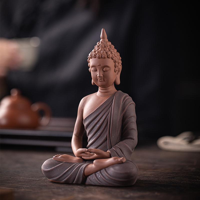Southeast Asia Thai Buddha Sakyamuni Figure Decoration statue-Ceramic Handmade Sculpture Home Room Office Garden Decoration