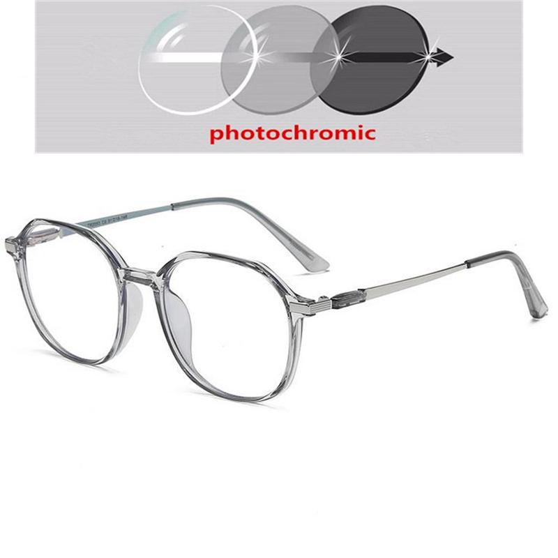 Transparent Pink Frame Polygon Minus Lens Prescription Eyeglasses Women Men  Short-Sight  Eyewear 0 -0.5 -0.75 To -6.0