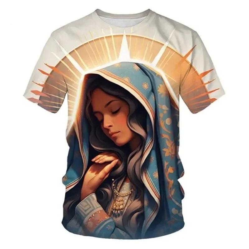 Summer Virgin Mary 3D Print T-Shirts Streetwear Men FashionCasual Oversized O-Neck Short Sleeved T Shirt Tees Tops Clothing