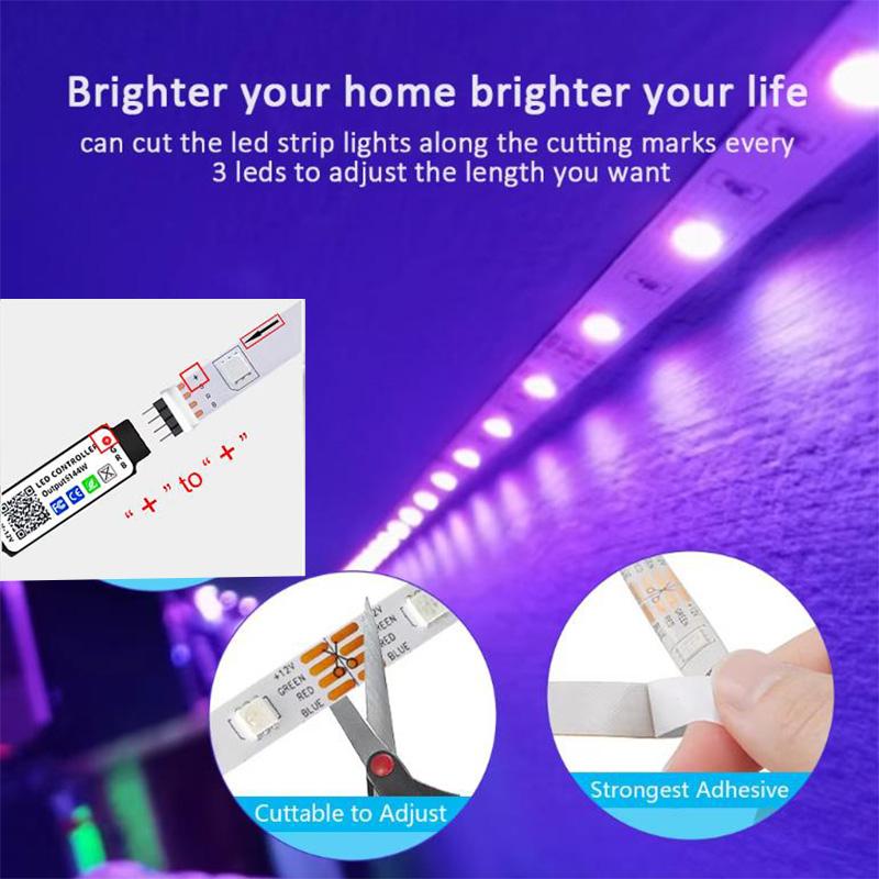 Smart RGB LED Strip Lights USB 5050 Tuya WIFI APP Control Flexible Lamp Tape Room Decor Works with Alexa Google Assisant