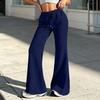 Women's Loose Fit Flared Sweatpants with Drawstring Waist, Casual Color Pants for Everyday Wear