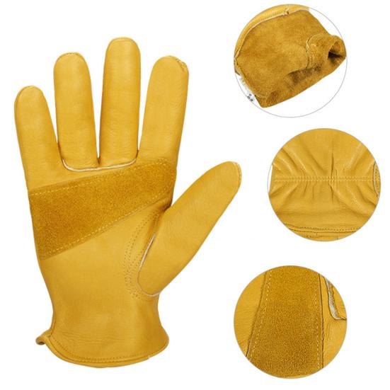 1 Pair Faux Leather Working Gloves Anti-slip Waterproof Thick Men Women Hand Protector Protection Housework Yardwork Outdoor Gardening Gloves
