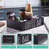 Wooden Coffee Bar Organizer 4-Grid Coffee Station Countertop Storage Box With Removable Dividers Kitchen Tea Cup Container