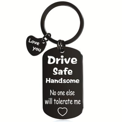 Stainless Steel Keychain Drive Safe A Pair Double Sided Grateful Inspirational Small Gift For Friends Current European Style Keychain for Backpack Bag