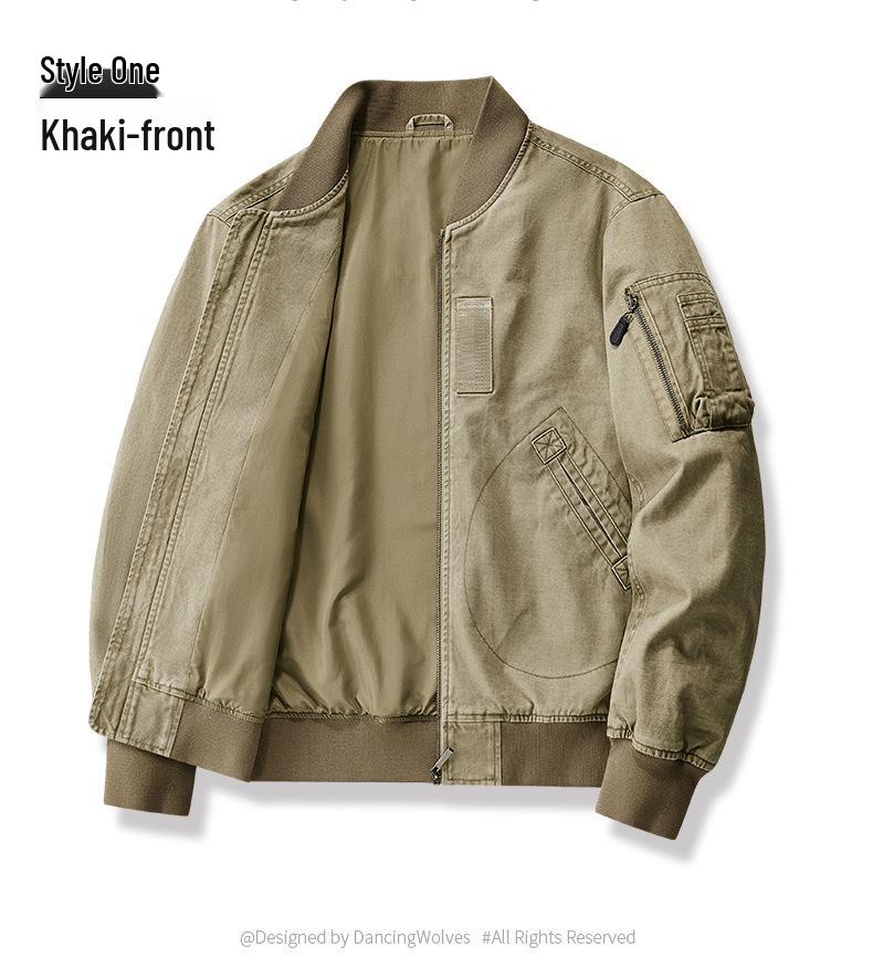 Men's Cotton Flight Jacket - Casual Air Force Baseball Collar Outerwear