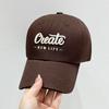 Embroidered Letter Baseball Cap - Adjustable, Sun-Protective & Stylish for Outdoor Activities, Pineapple Fabric, Duckbill Cap