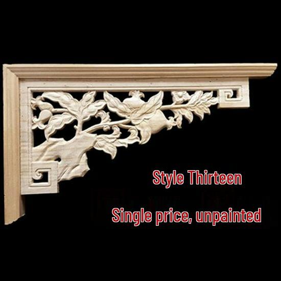 Double-Sided Carved Solid Wood Lintel: New Chinese Antique Corner Decoration for Background Walls