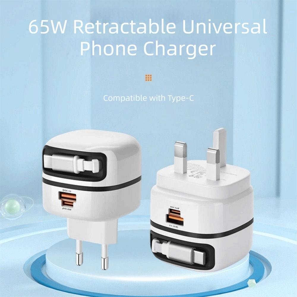 EU UK US Plug 65W Fast Charger Foldable Foot Universal Travel Adapter Universal USB-C Devices