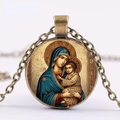Vintage-Style Virgin Mary and Child Necklace, Christian Jewelry and Catholic Religious Pendant Gift