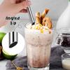 NiHome 6-Pack Stainless Steel Straws for Boba Smoothie, 0.5'' Extra Wide Reble Metal Straw, 10.5’’ Long Straight Drinking Straws for Bubble Tea