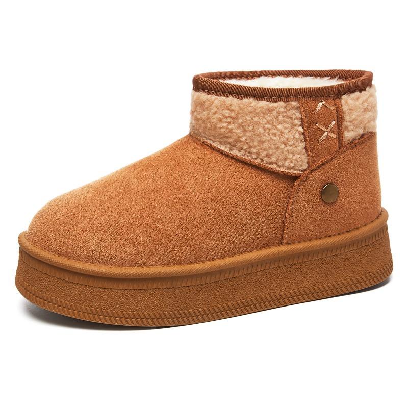 Shoes Women's New Snow Boots Versatile Cotton Shoes Piled Thickened Cotton Boots One-pedal Medium Boots Thick-soled Women's Boots