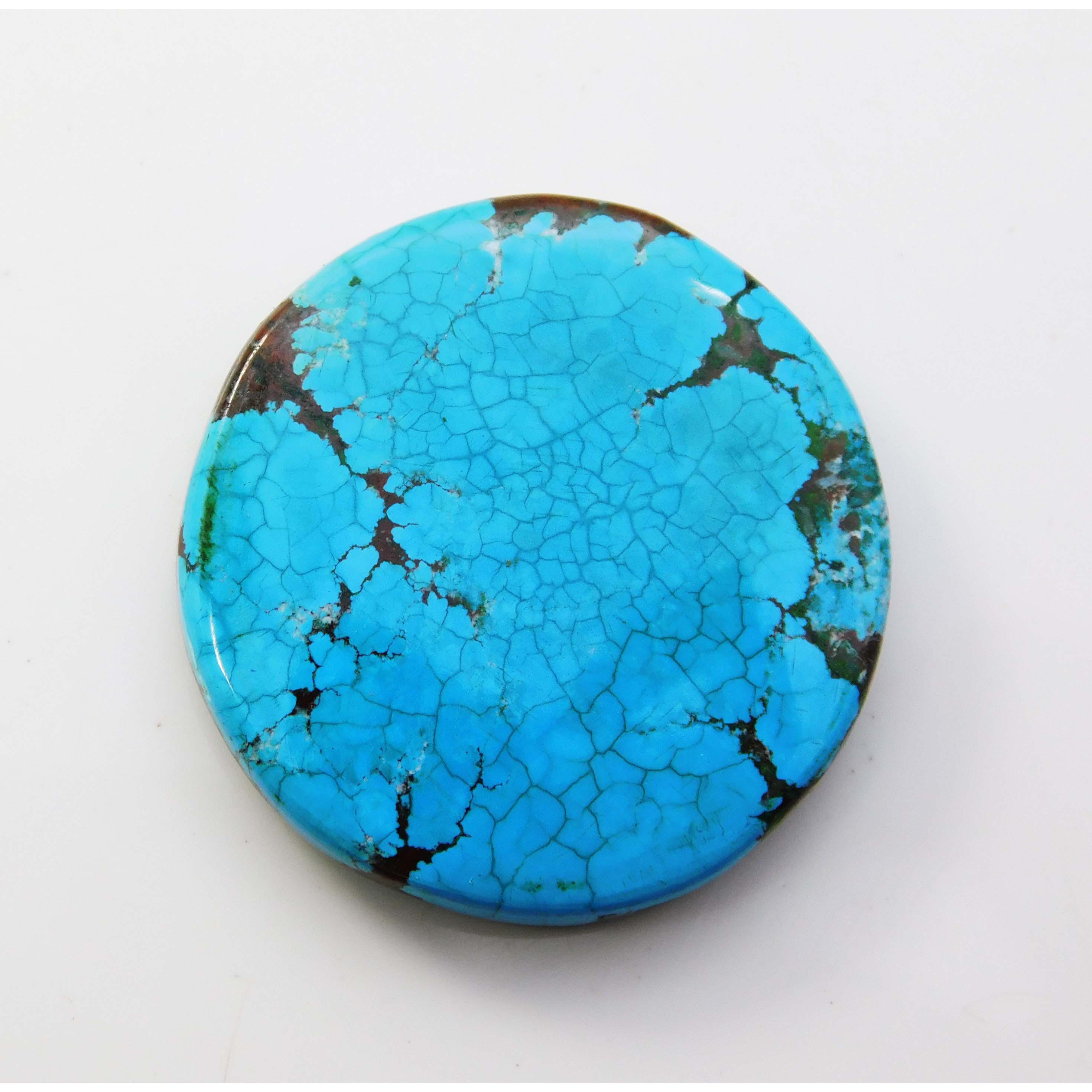 

MAXICON 43 Ct Natural Turquoise Round Cabochon 29x29mm CERTIFIED Loose Gemstone 29 mm Approx. синій