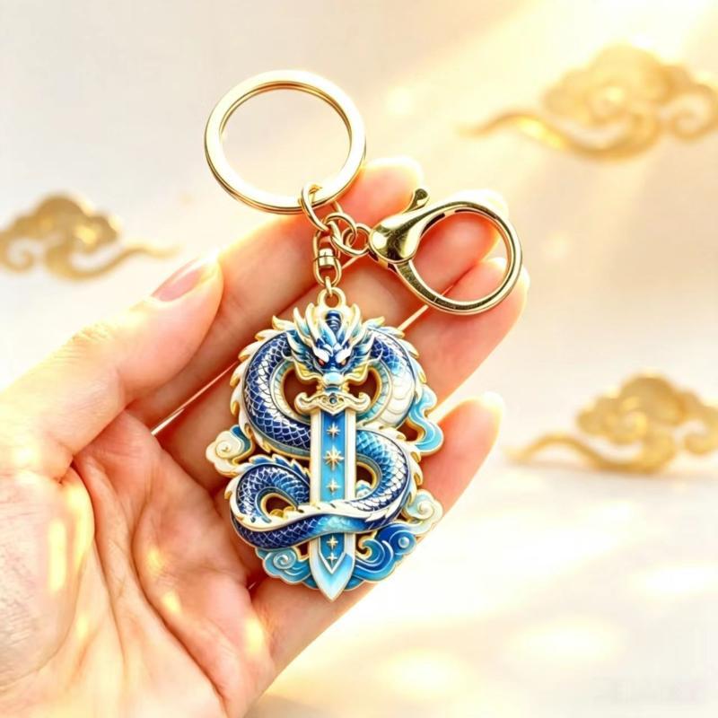 Enamel Luxury Keychain High-End Metal Pendant Bag Charm Blessing Charm