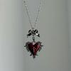 Collier pendent croix gothique punk sombre nœud d'amour chaîne de clavicule vintage cœur épineux collier Y2K bijoux pour hommes