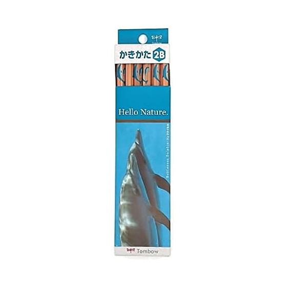 Tombow Pencil Hello Nature Writing Pencil, 2B, Dolphin, 1 Dozen (12 Pencils), Eco-Friendly Series, Patterned Hexagonal Barrel, For Office/Study