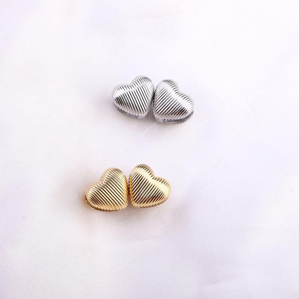 18K Gold Heart Stainless Steel Double-sided Earrings